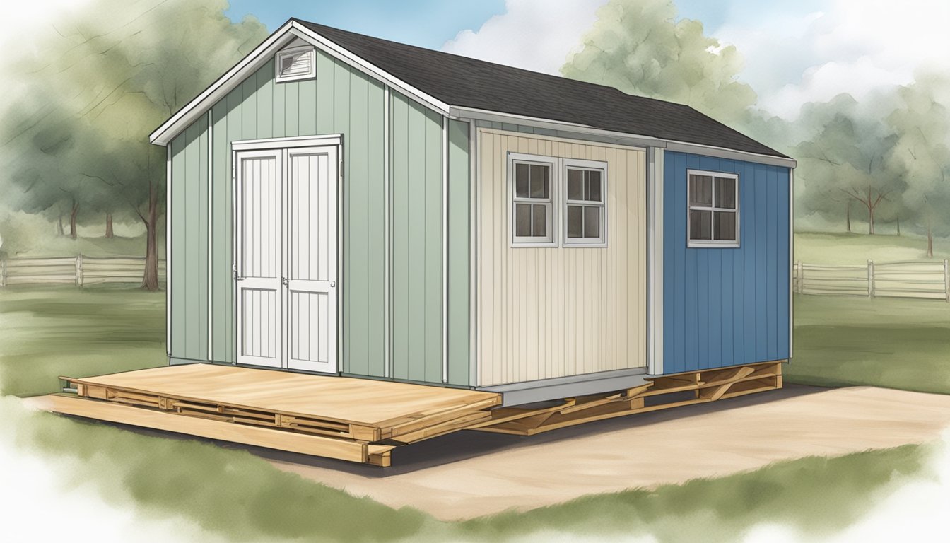 A shed transformed with insulation, drywall, and flooring. Furniture and appliances being moved inside