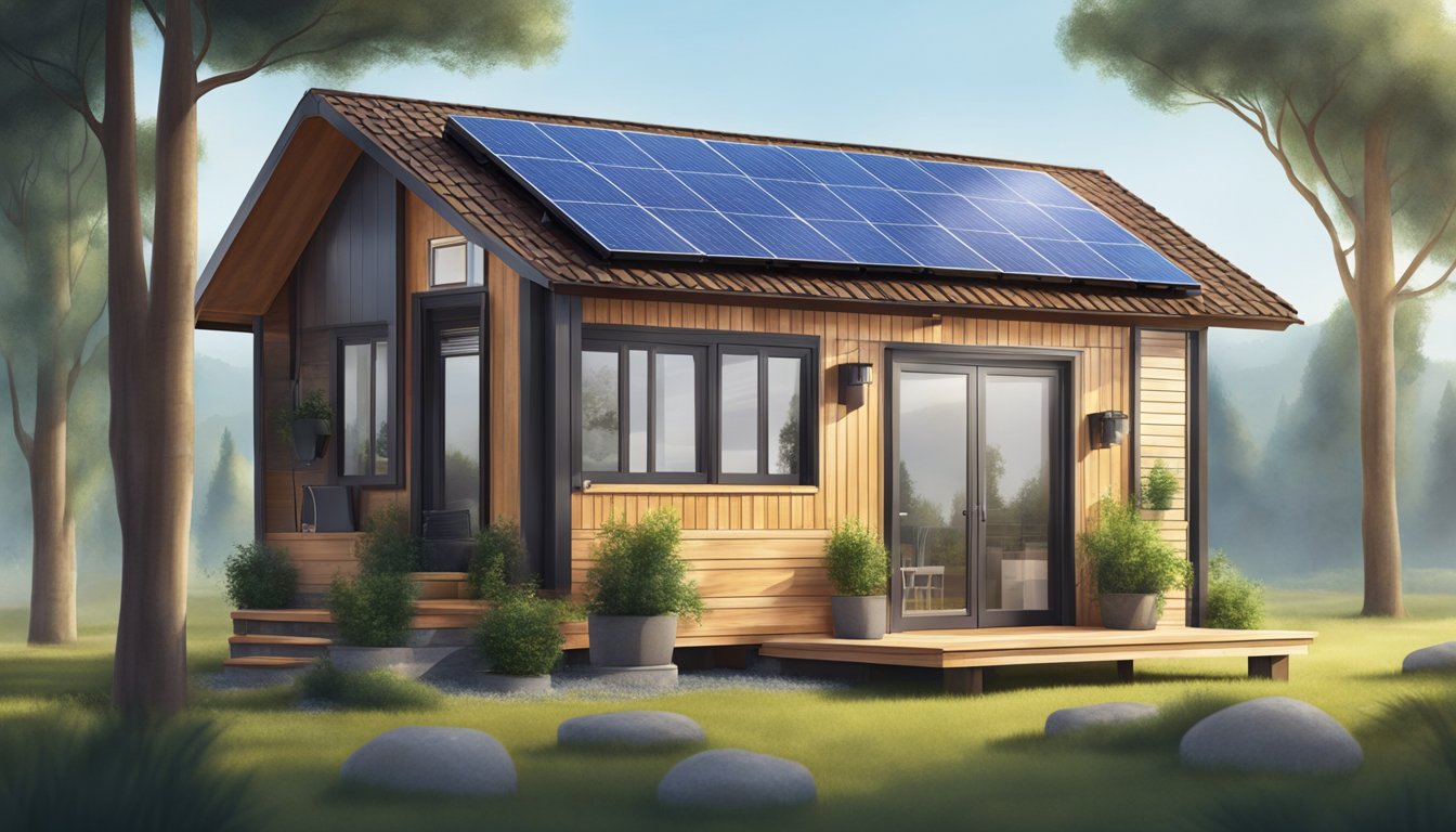 A solar panel-equipped tiny house with energy storage and battery technology