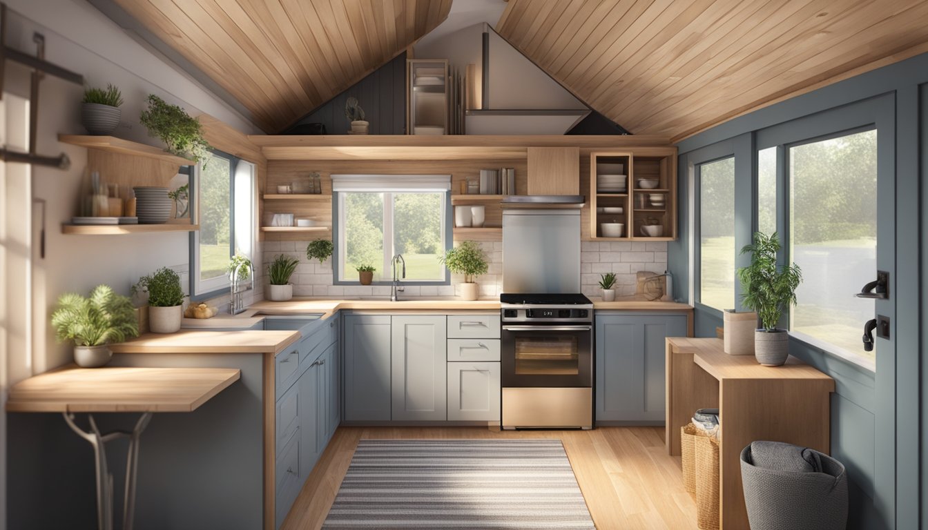 A cozy tiny house with three bedrooms, featuring a compact yet functional floor plan and layout