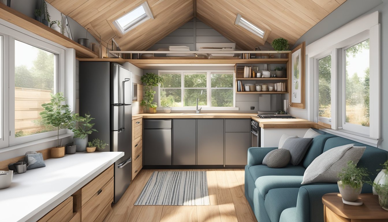 A tiny house with three bedrooms, each maximized for space and organized with efficient storage solutions