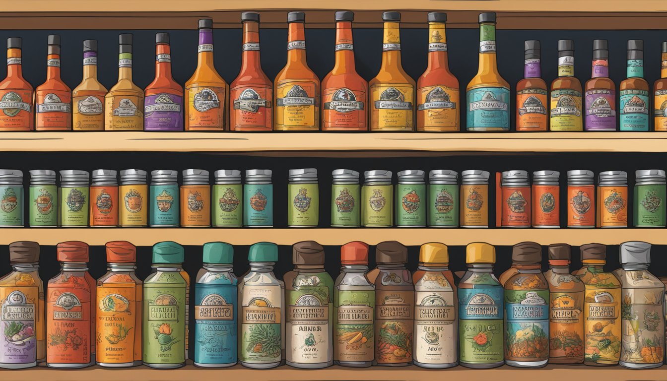 A display of gift sets and merchandise featuring Bravado Spice Co hot sauce