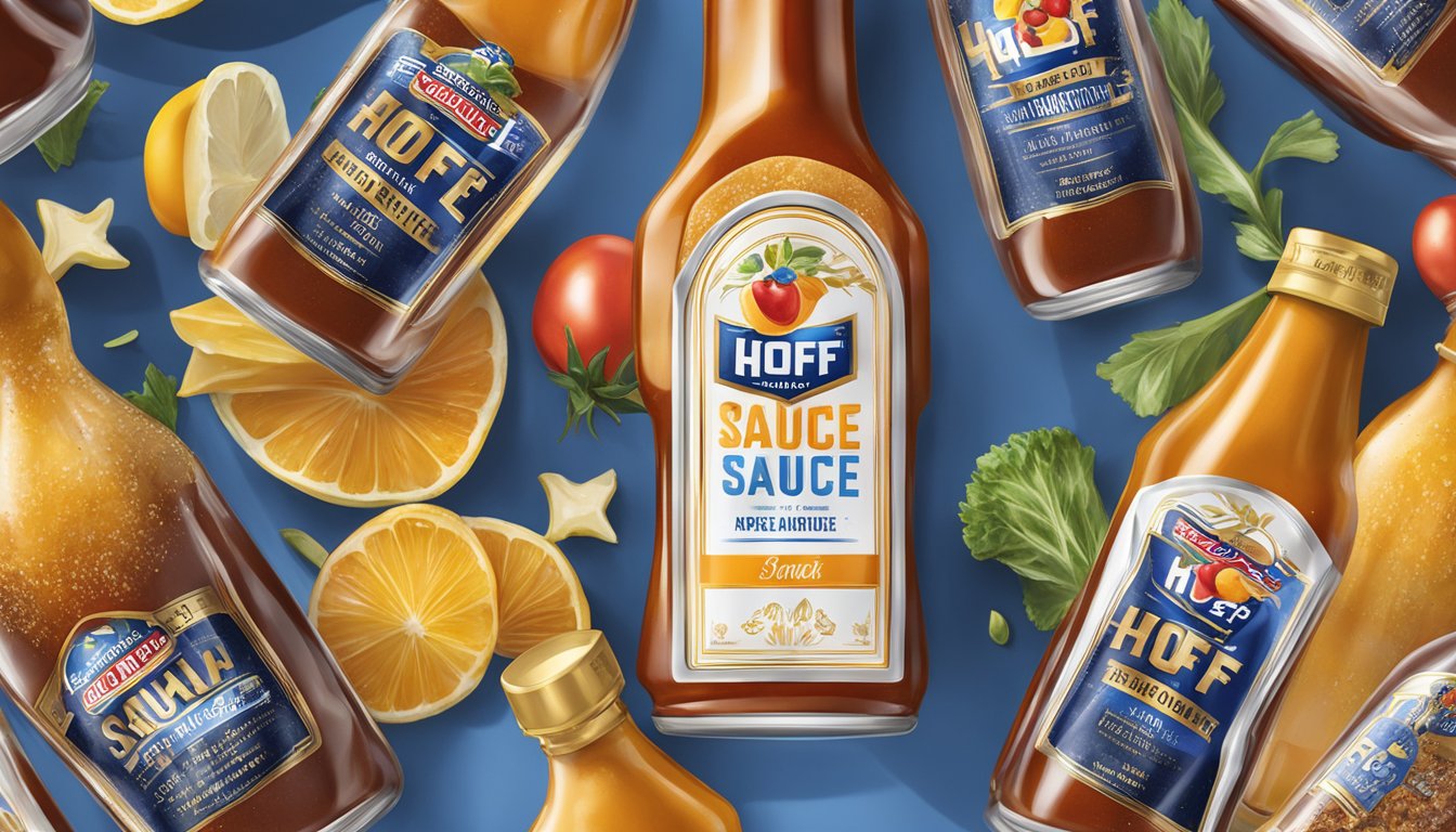 A bottle of Hoff Sauce displayed on a podium at an industry awards ceremony