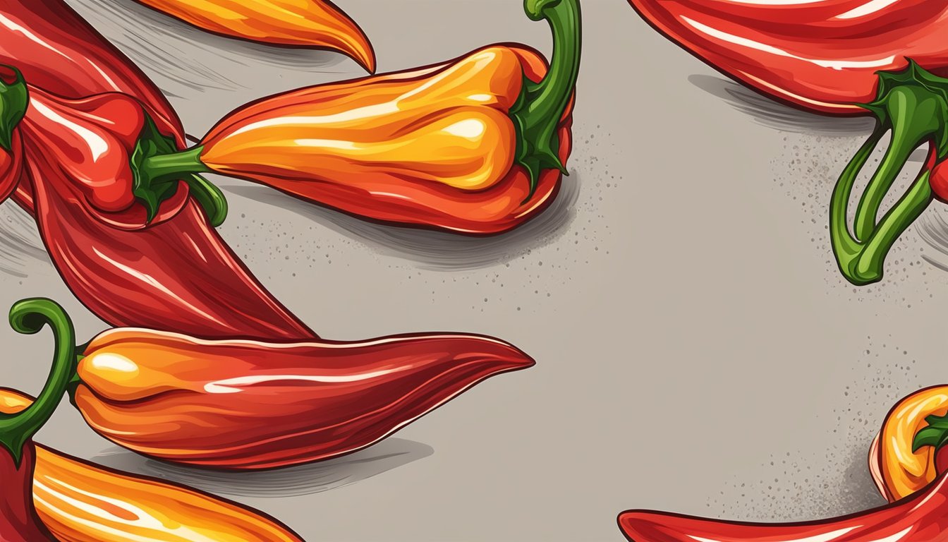 A fiery red chili pepper surrounded by flames and sprinkled with salt