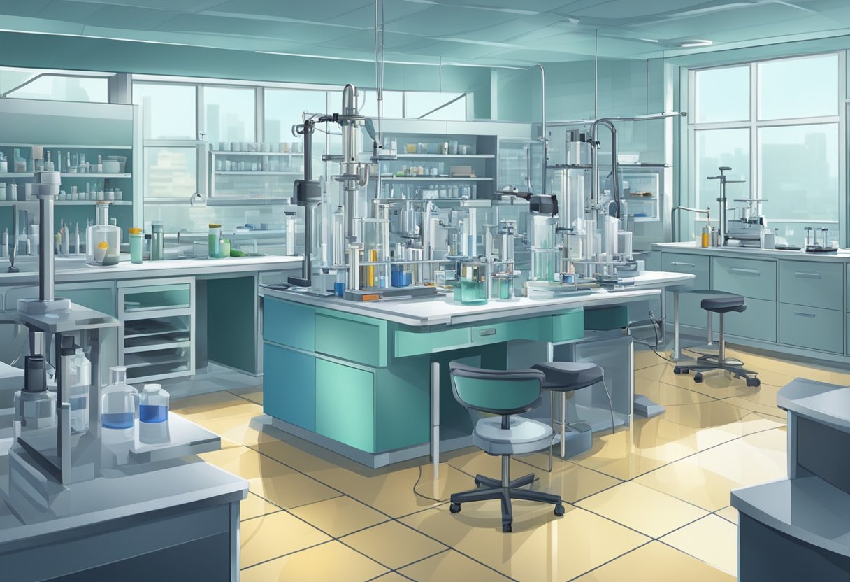 A lab setting with various scientific equipment and tools for research and experimentation in the field of health sciences