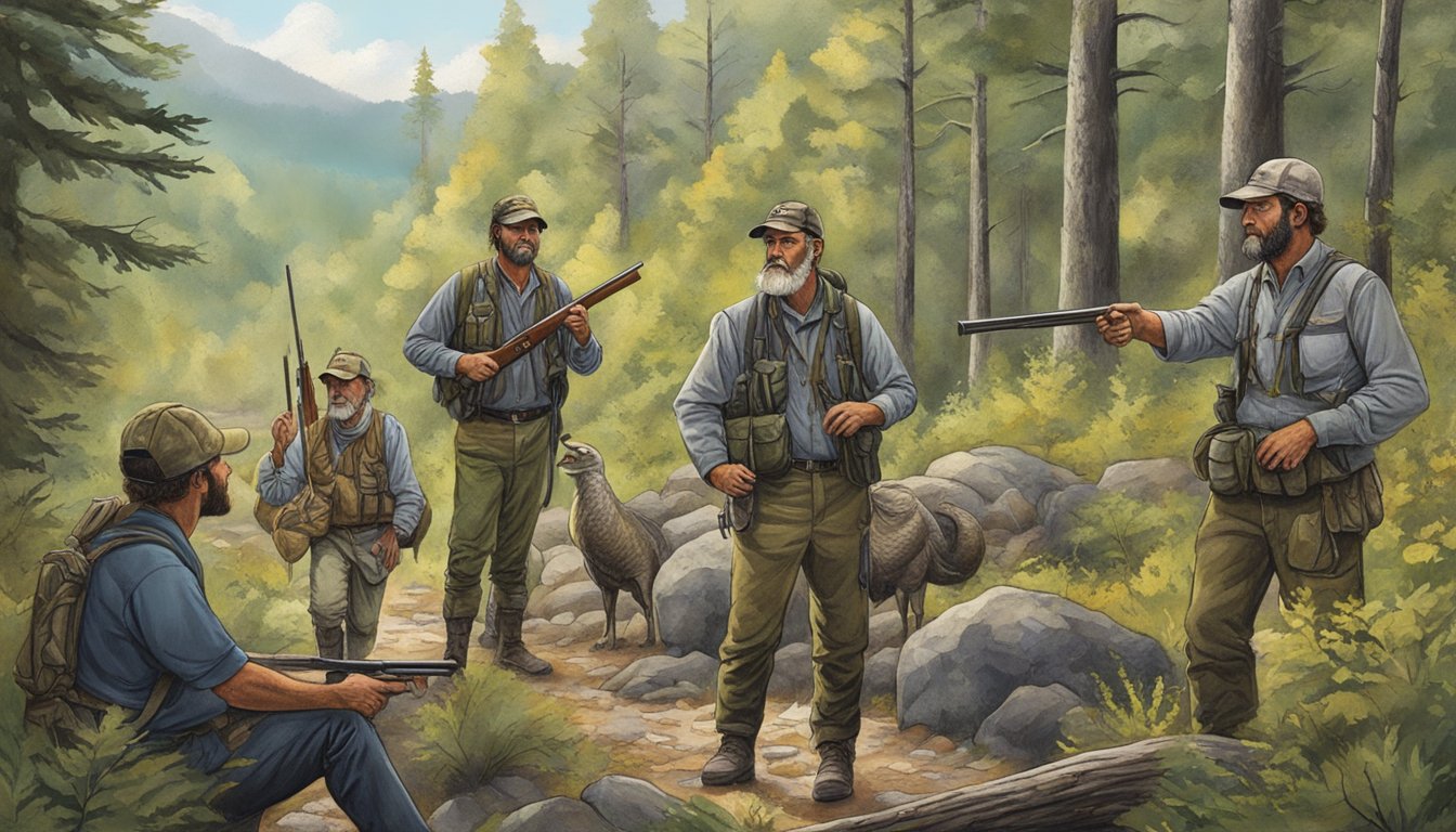 A group of professional guides lead hunters through the Georgia wilderness, pointing out turkey hotspots and offering expert advice