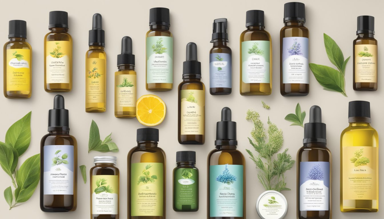 A display of various cold-pressed oils from Bliss Tree Catalog, arranged in an appealing and complementary manner