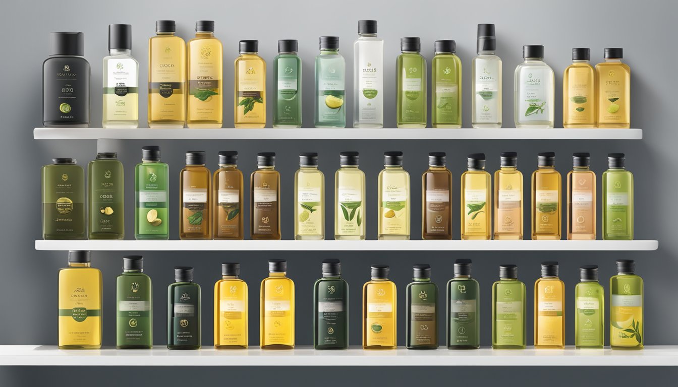 A variety of Pai cold pressed oils displayed on a clean, minimalist shelf with soft natural lighting