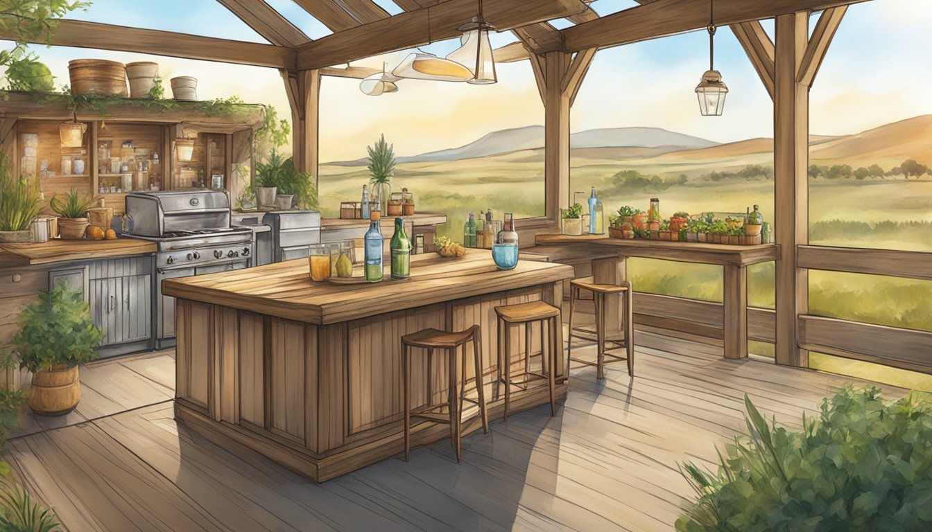 A rustic ranch setting with a cocktail made of fresh ingredients and a focus on water conservation and sustainability