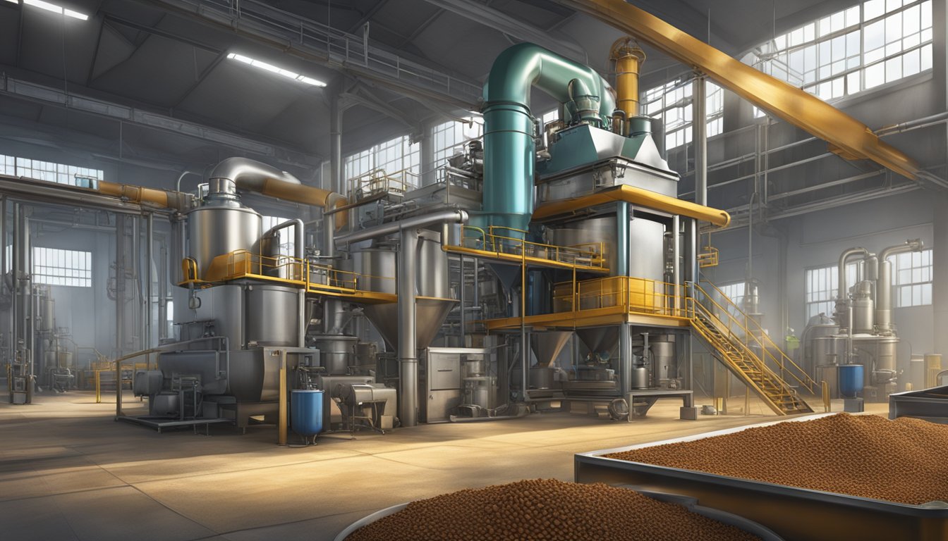 A large industrial cold press machine extracting oil from a variety of seeds and nuts, with a focus on the quality and efficiency of the process