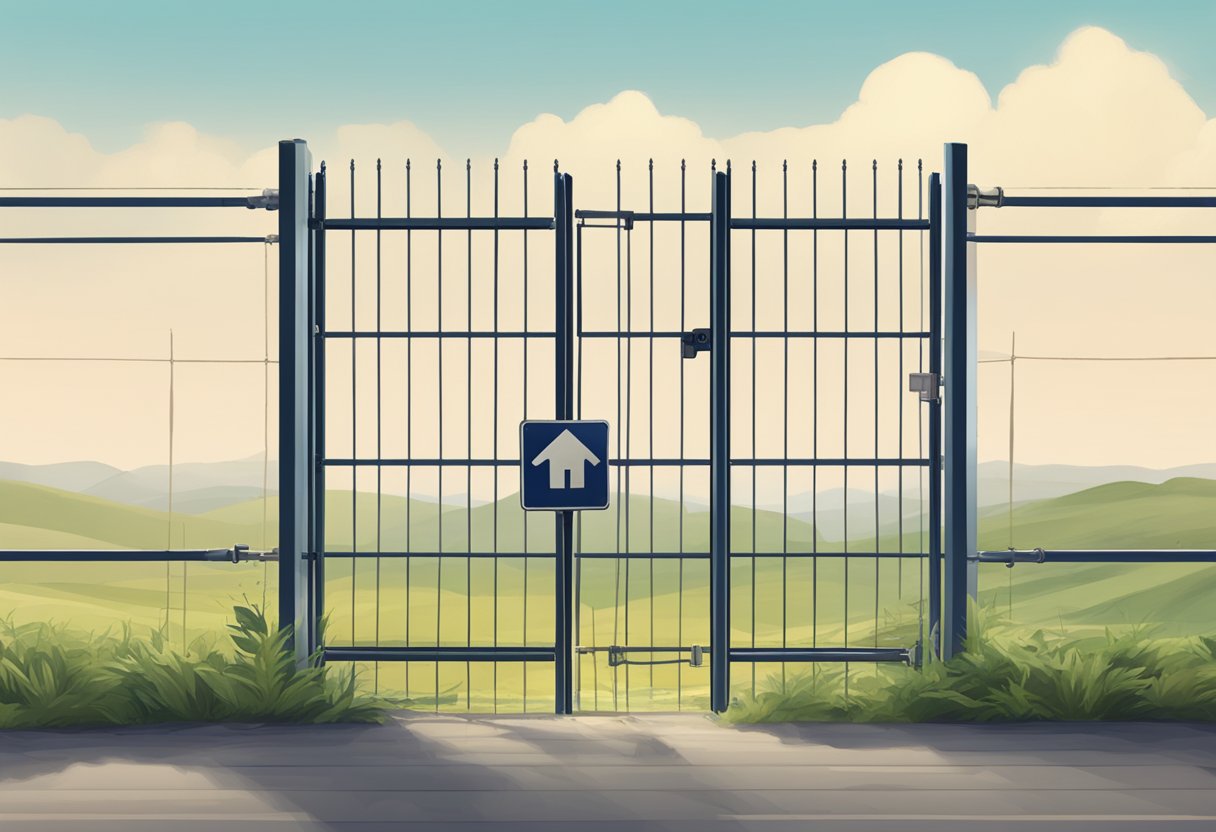 A boundary line separating ChatGPT 4 from an endless expanse, with a locked gate and a "limit" sign