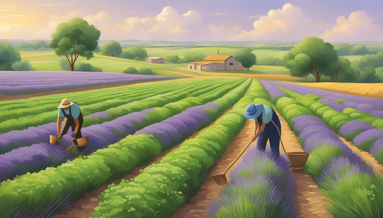 Lush green fields of lime and lavender stretch across the Texas landscape, with workers carefully tending to the fragrant crops