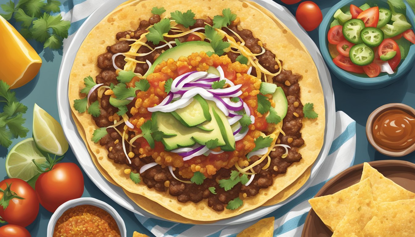 A tostada topped with traditional Texas seasonings and flavorings