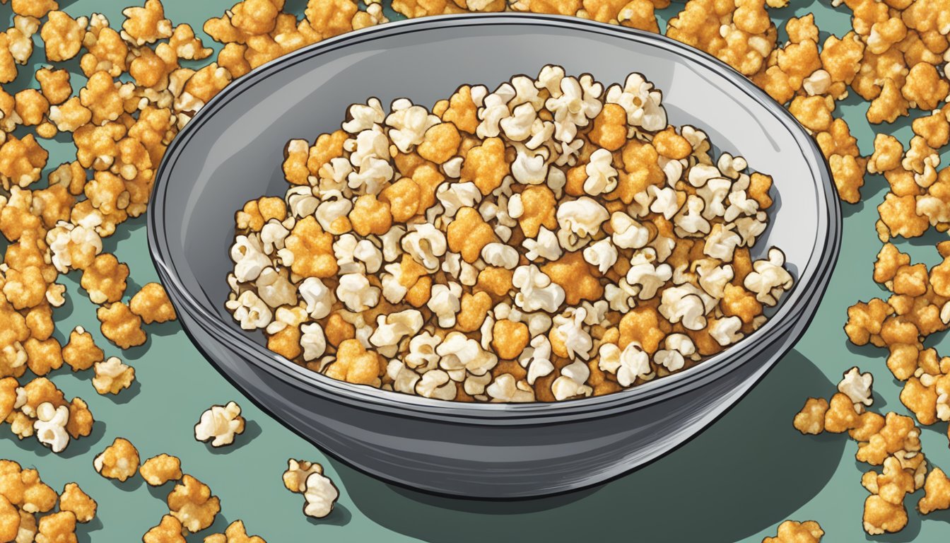 A bowl of popcorn with a drizzle of Melinda's Original Habanero Sauce