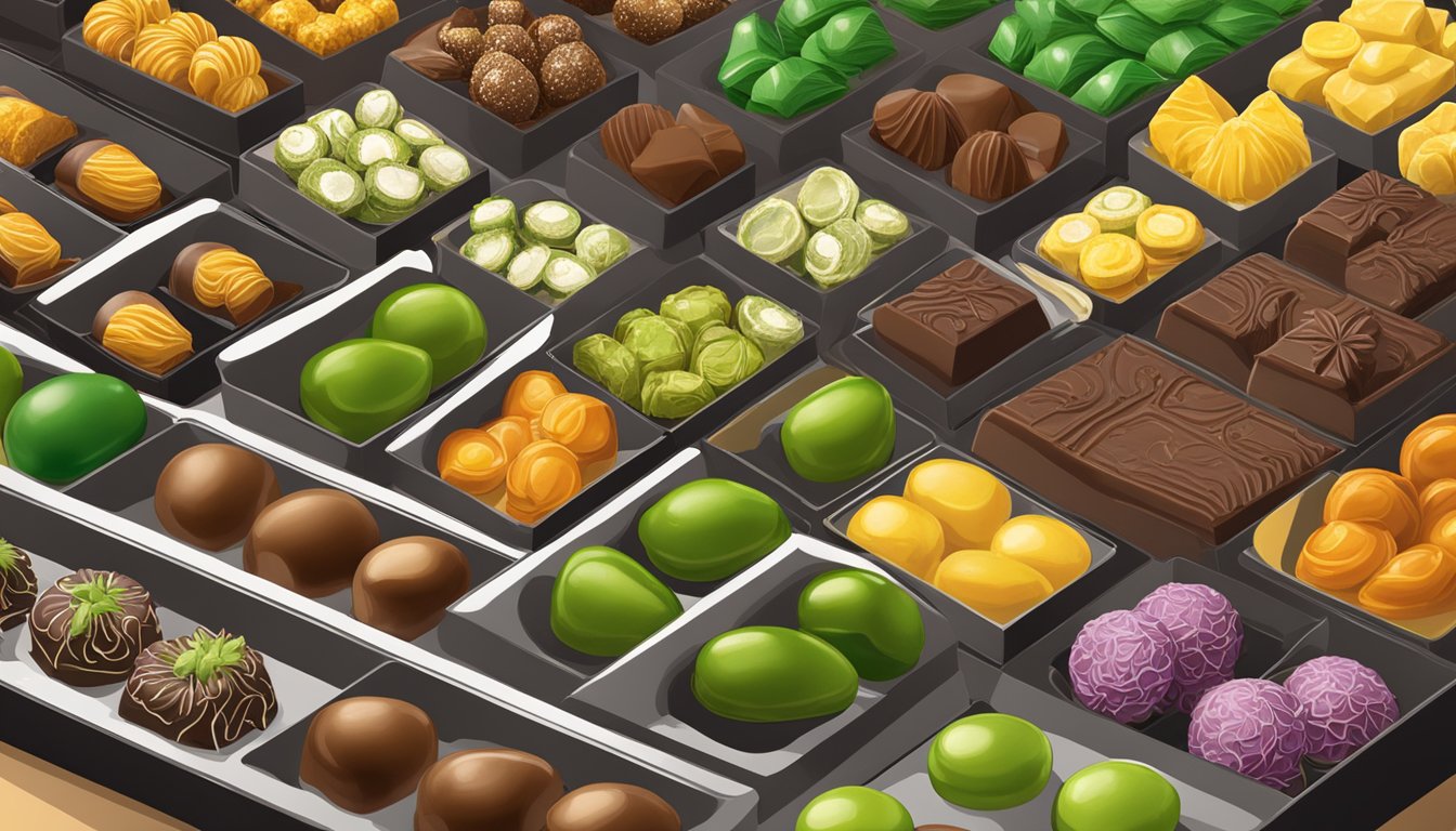 A display of jalapeño artisan chocolates and candies