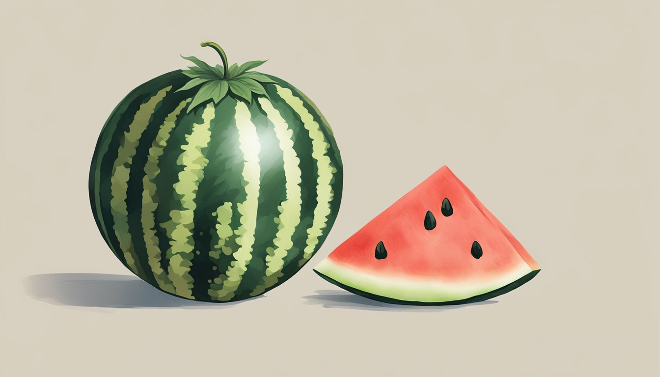 A watermelon and a strawberry sit side by side, symbolizing cultural significance