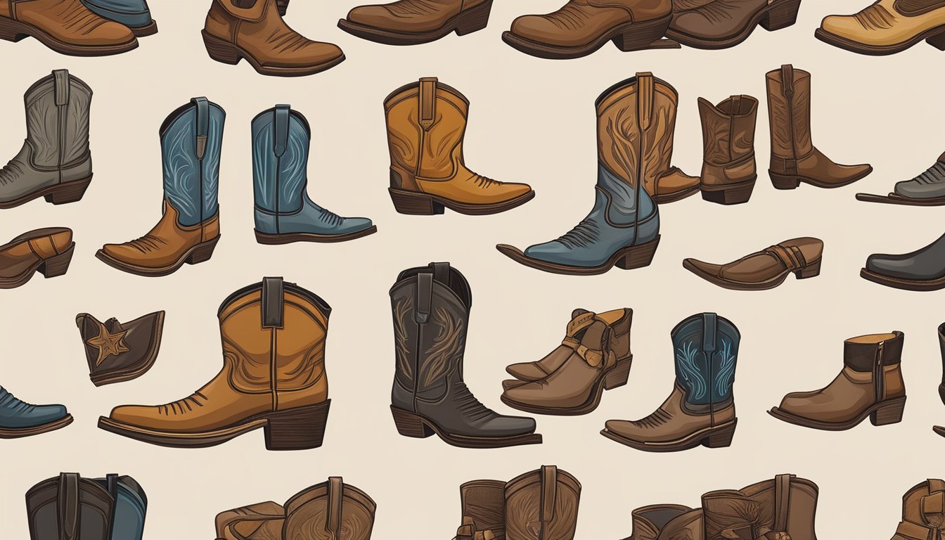 A craftsman selects various materials and leather types for custom cowboy boot making