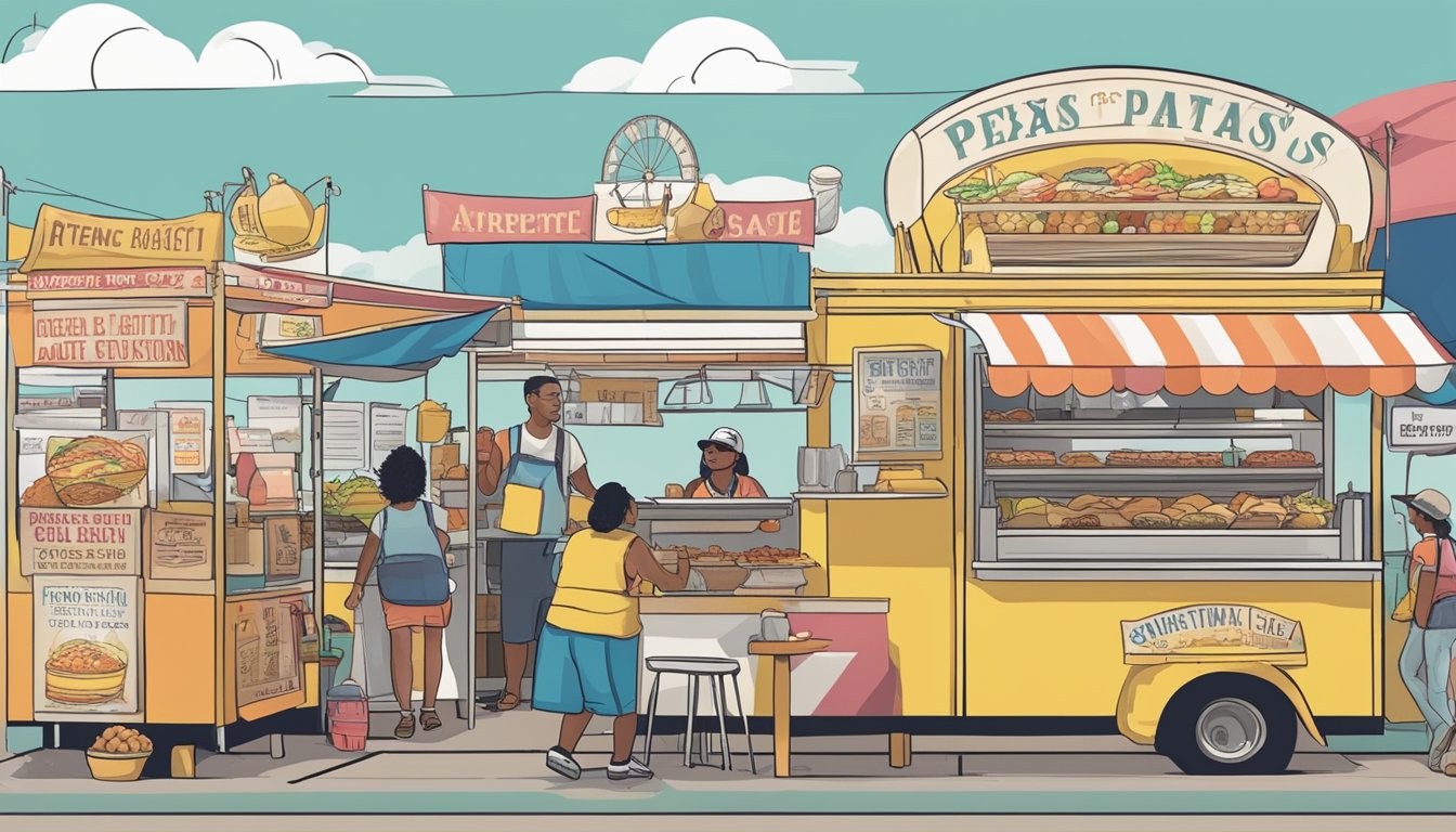 A food vendor at a Texas fair, displaying their temporary permit and following health and sanitation guidelines