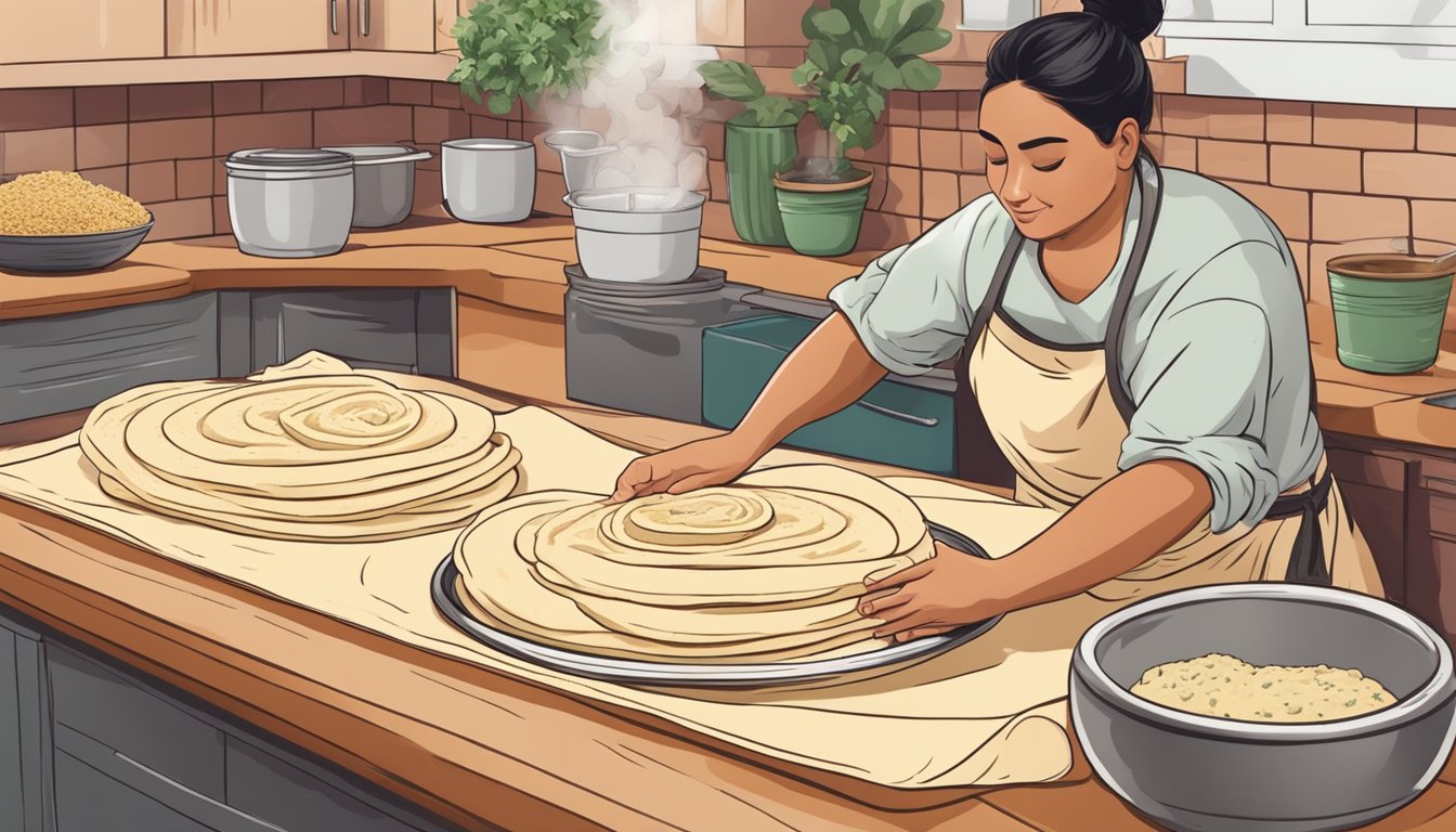 A person rolling out fresh masa dough, adding herbs and spices, then cooking the tortillas on a hot comal