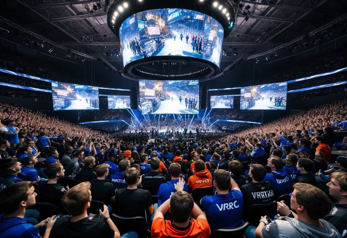 A packed stadium in Russia erupts with cheers as teams battle it out in a Dota 2 tournament.</p><p>Massive screens display the intense action as fans watch in anticipation