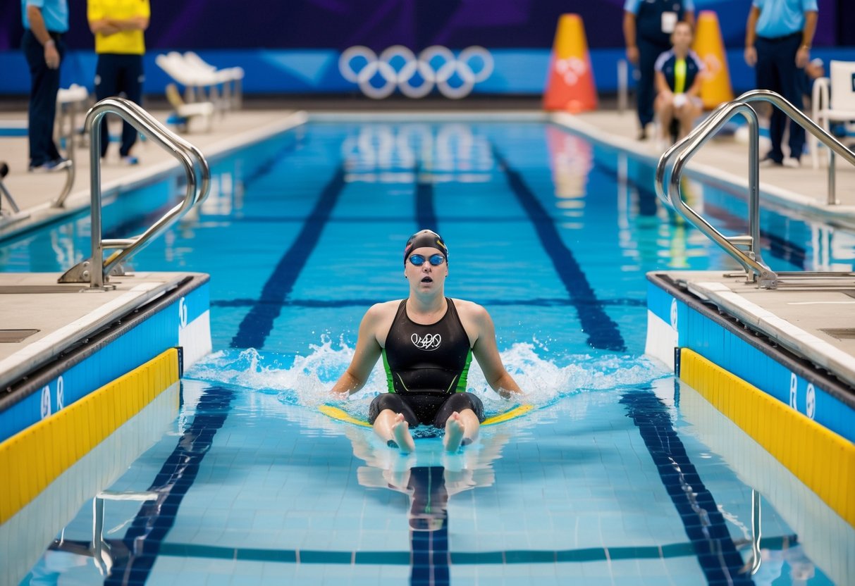 A para-swimmer glides through a clear, Olympic-sized pool, surrounded by attentive coaches and lifeguards.</p><p>The pool is equipped with accessible ramps and safety features for para-swimmers