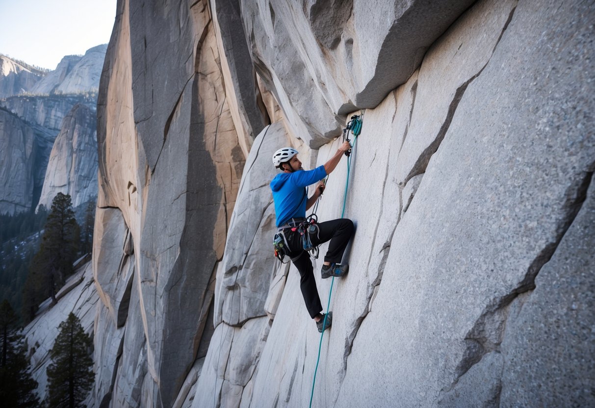 A climber navigates a challenging rock face in Yosemite, utilizing advanced techniques influenced by the unique terrain.</p><p>The granite walls and intricate formations showcase the evolution of climbing methods