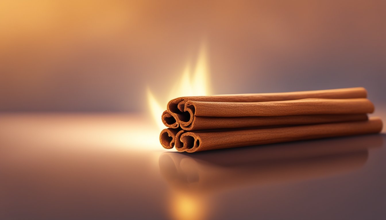 A cinnamon stick surrounded by a warm glow, emanating a sense of healing and comfort