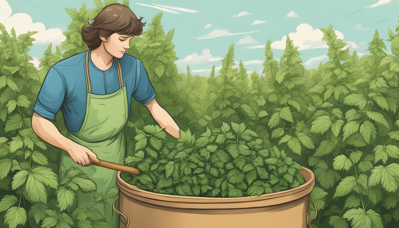 Nettles being harvested and brewed into a healing potion