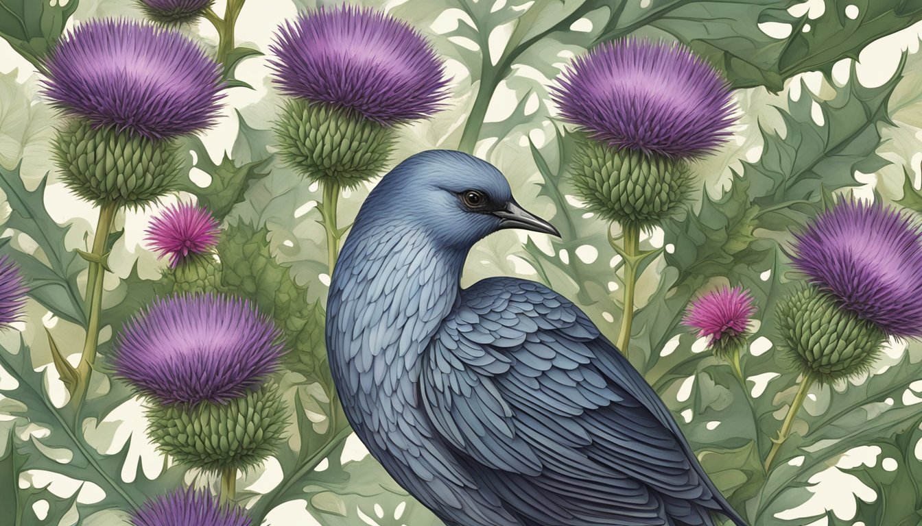 A serene liver surrounded by vibrant milk thistle plants, symbolizing protection and health