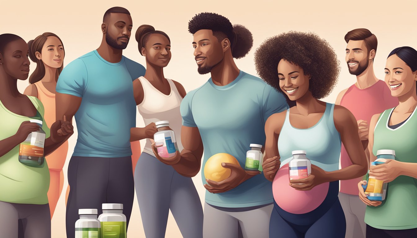 A diverse group of people, including pregnant women and athletes, taking iron-fortified supplements to boost their health and energy