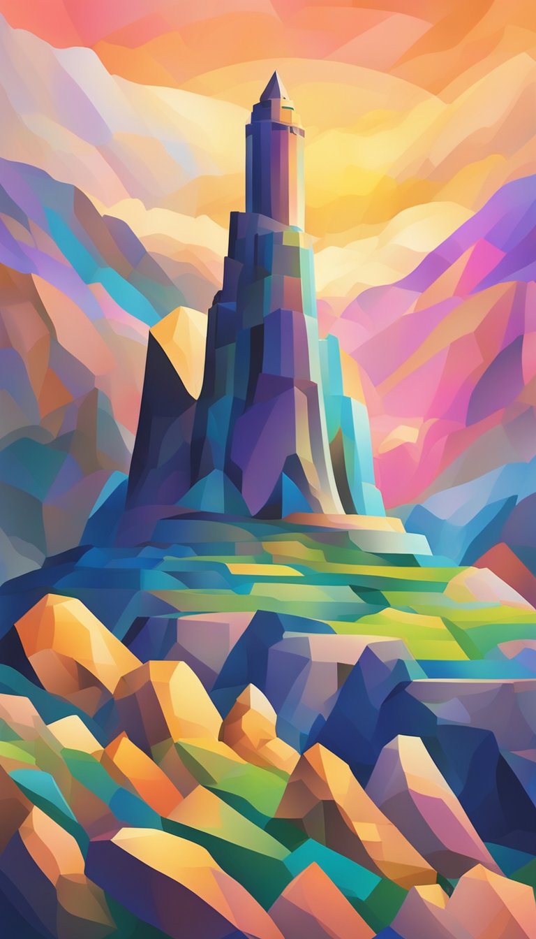 A towering rock formation stands tall and strong, surrounded by a protective fortress, symbolizing strength and deliverance