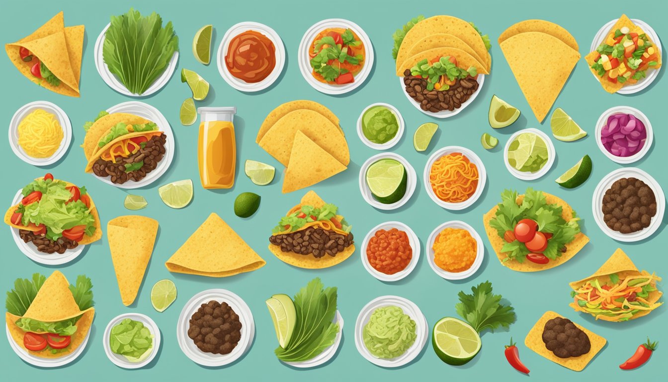 A variety of taco ingredients arranged in a visually appealing formation, showcasing the adaptability and customization options for picky eaters