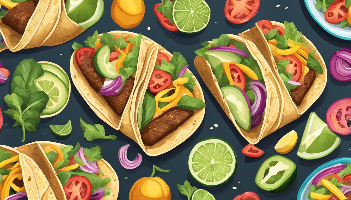 A colorful array of fresh ingredients and vibrant toppings arranged around a perfectly grilled taco shell