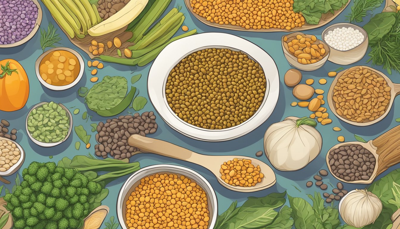 A vibrant illustration of lentils surrounded by other fertility-boosting foods, with a focus on their role in promoting healthy ovulation