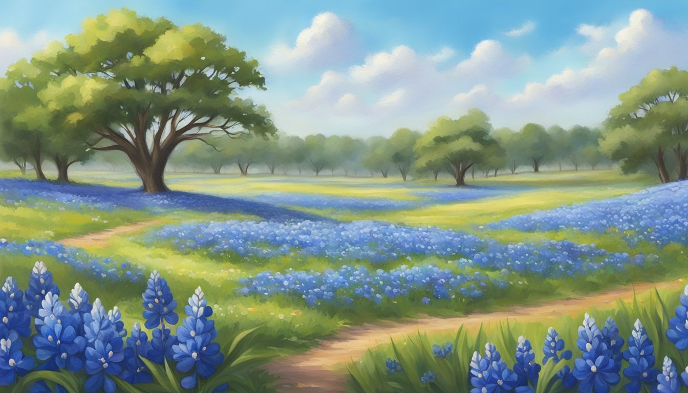 A field of vibrant bluebonnets swaying in the breeze, bringing joy and color to the surrounding landscape