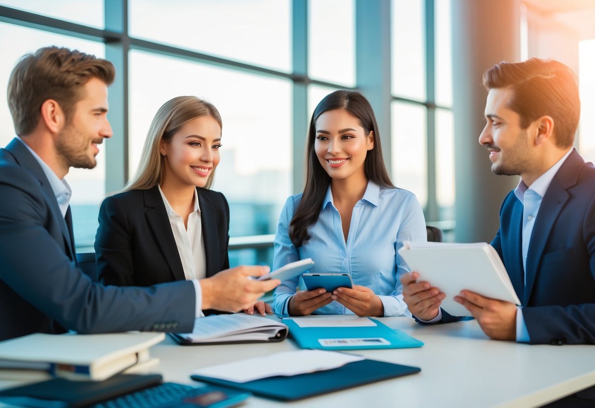 A travel agent assisting tourists with booking flights, hotels, and tours