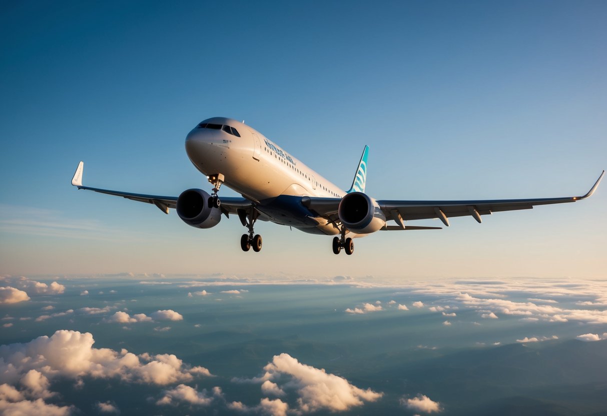 A plane zigzags through the sky, avoiding turbulent air currents and adjusting its course to follow the curvature of the earth