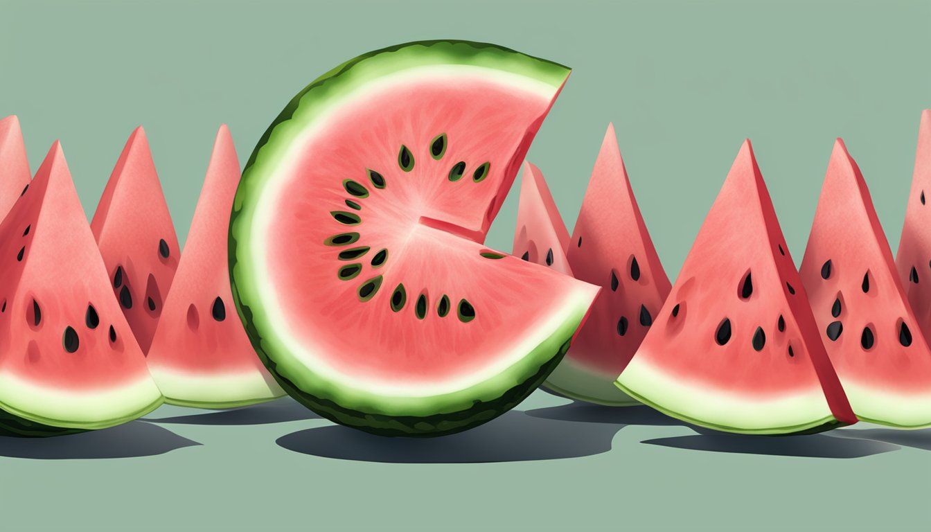 A watermelon split open, oozing slimy, overripe flesh