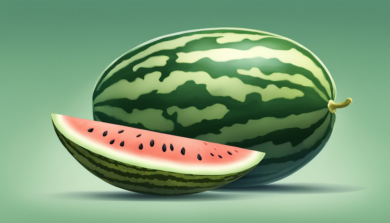 A watermelon with dull, faded green skin, soft spots, and a sour smell