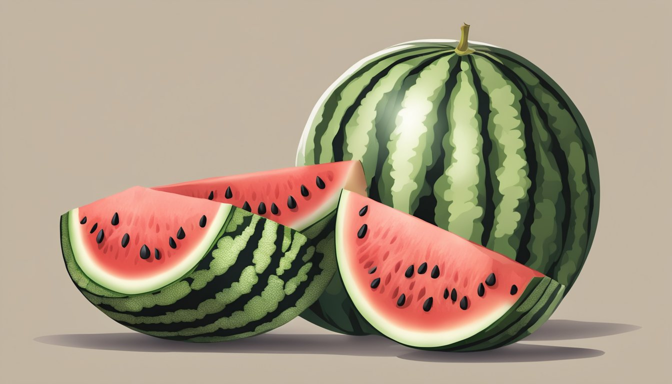 A watermelon with black seeds sliced open, revealing the nutritional make-up of the seeds