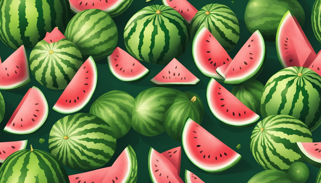 A watermelon with no yellow spot among others