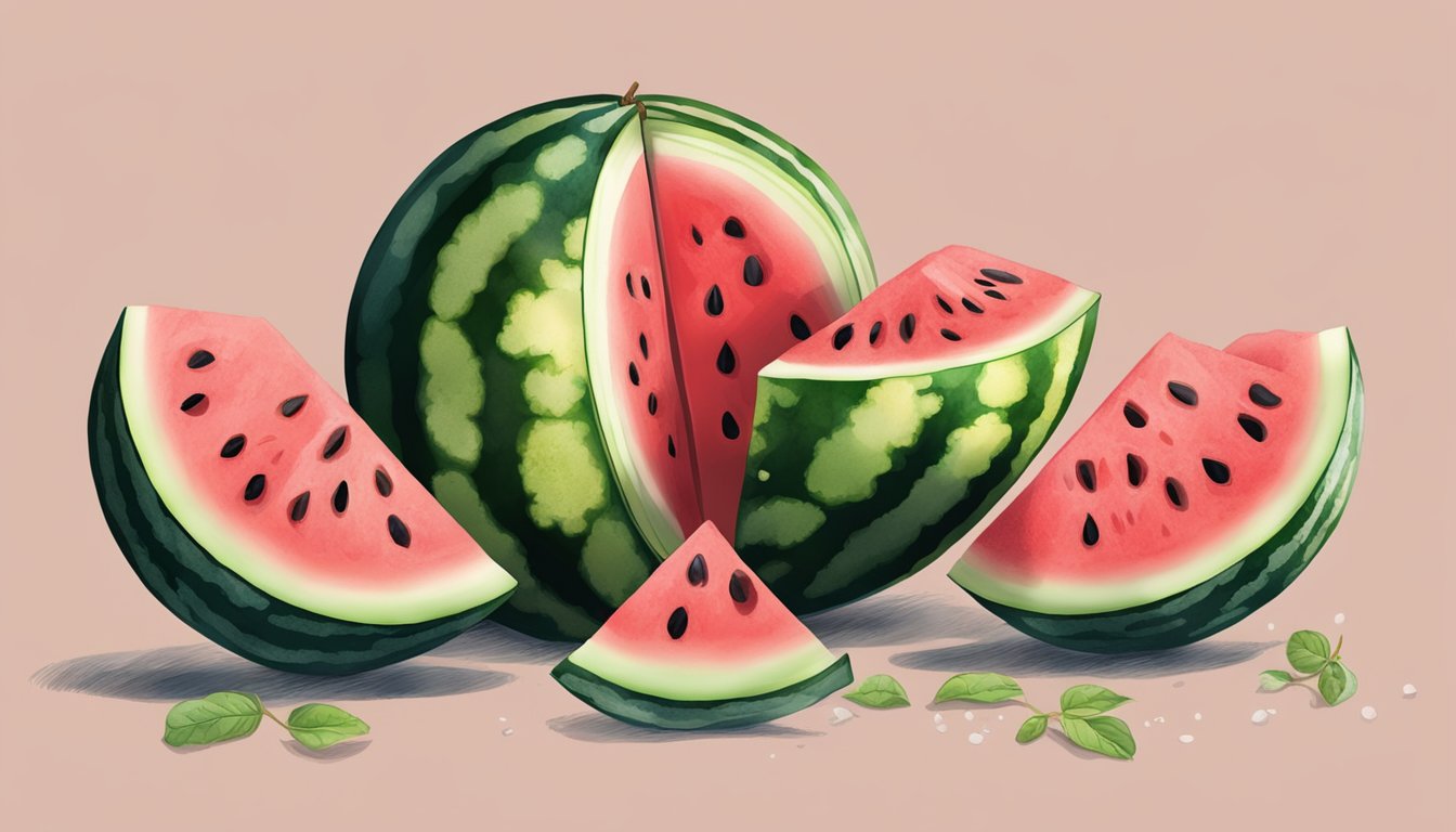 A watermelon split open with mold and a foul odor