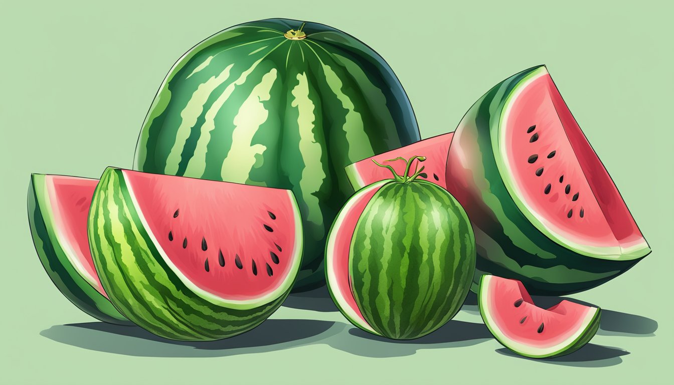 A watermelon with a smooth, solid green rind, no stripes