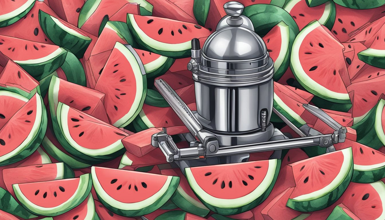 A ninja creami machine surrounded by watermelon slices and maintenance tools