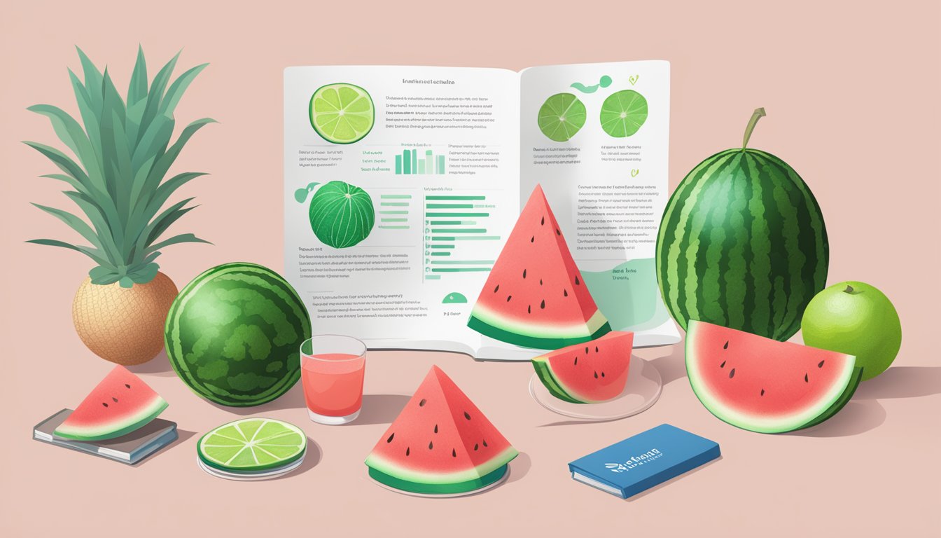 A watermelon and lime bubblr surrounded by health and wellness information materials