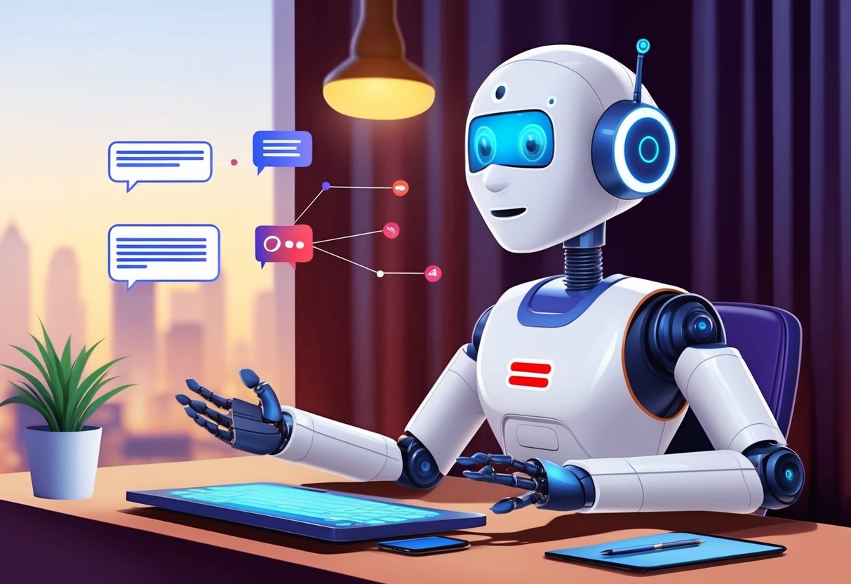 Um chatbot auxiliando um cliente através da automação de suporte virtual