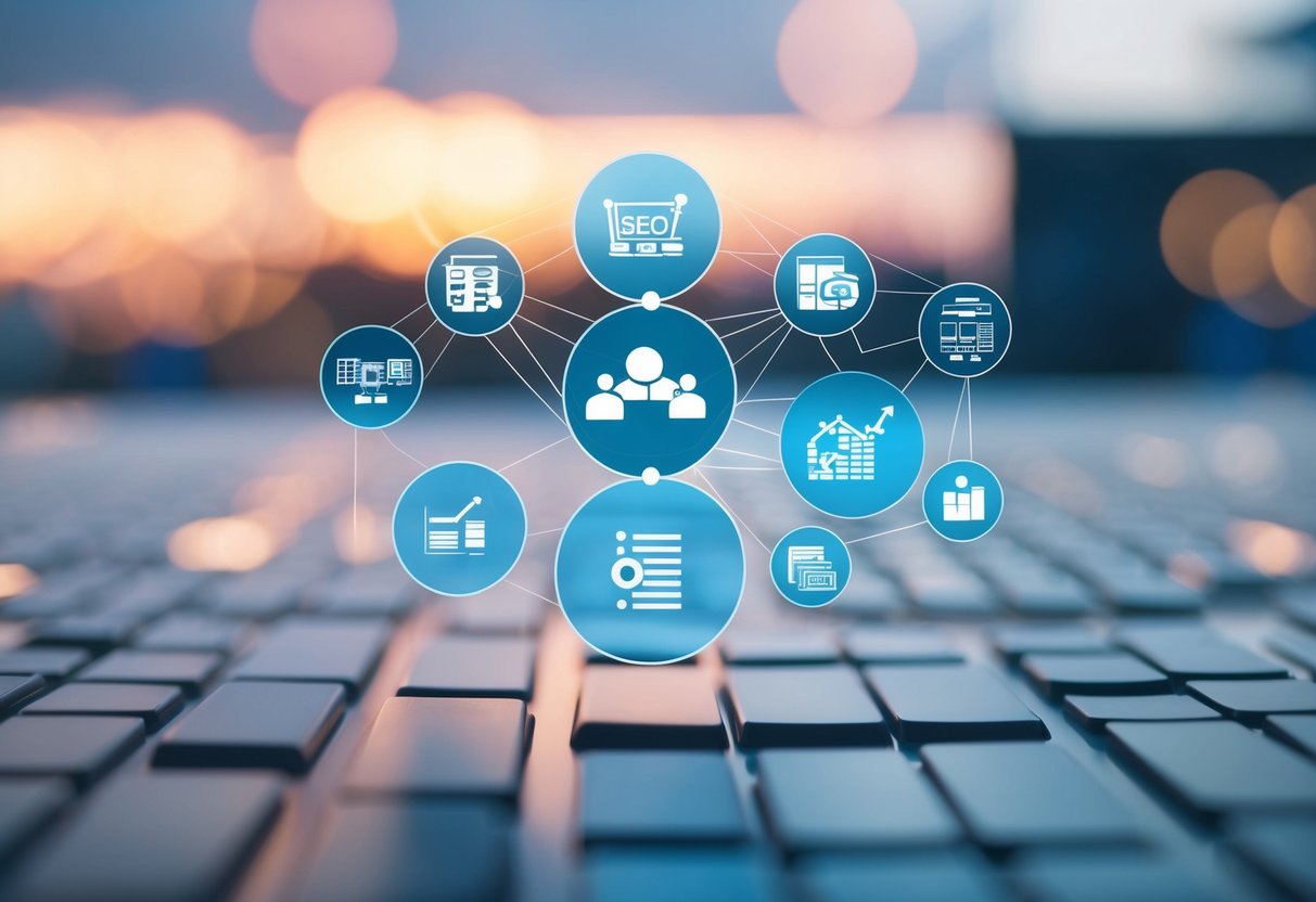 A web of interconnected content silos representing international SEO strategy