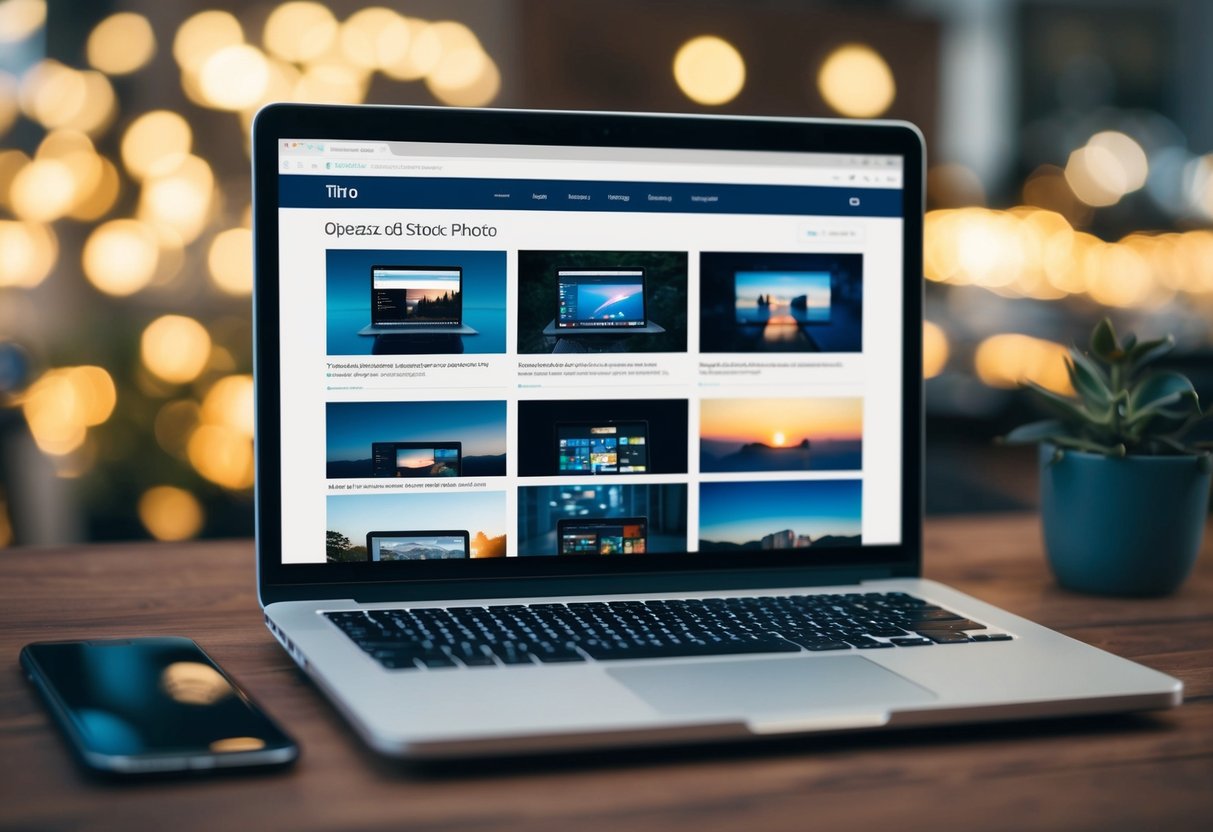 A laptop displaying a webpage with various images being optimized for faster load times