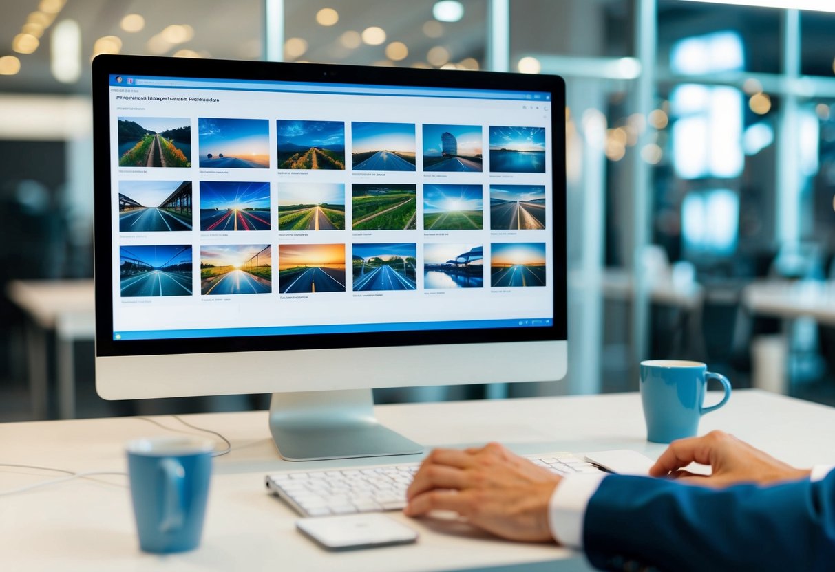 A computer screen displaying various images being tested and monitored for performance, with a focus on reducing load times through image optimization
