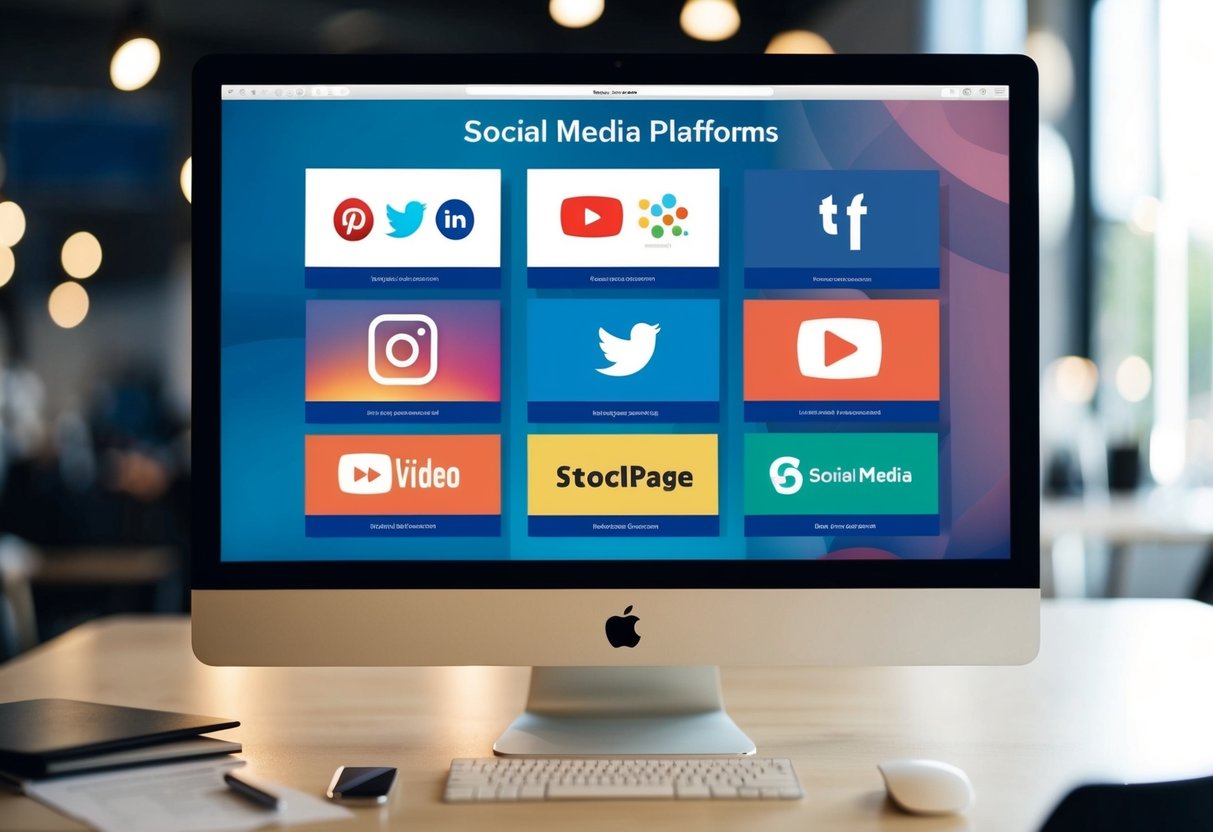 A computer screen displaying various social media platforms with videos being optimized and repurposed