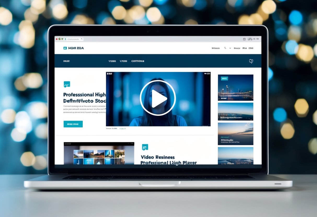 A webpage with a video player embedded within the content, positioned prominently and surrounded by related imagery and text to maximize user engagement